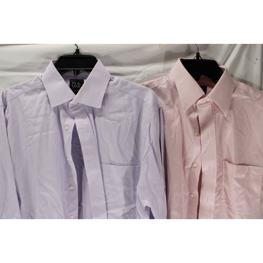 Lot of 2 Joseph‎ A Bank Dress Shirt Pink Purple Size 16-36